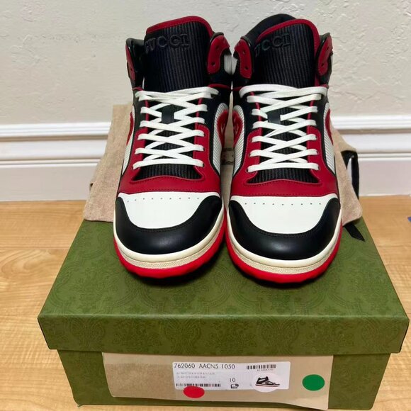 men Gucci MAC80 High Black White Red
